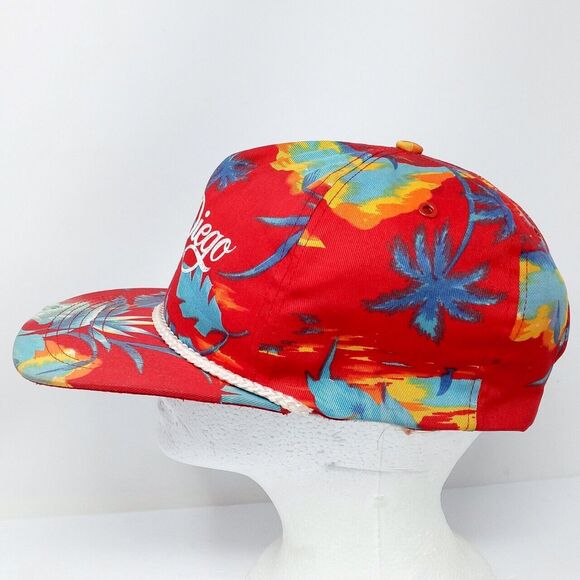 Vintage San Diego Hawaiian Print Summer Tropical Floral Rope Snapback Hat Cap - Picture 4 of 9